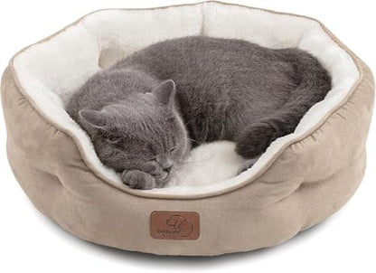 Bedsure Small Dog Bed Washable,Round Cat Beds for Indoor Cats,20in Camel