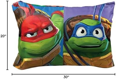 Nickelodeon Teenage Mutant Ninja Turtles Kids Reversible Pillowcase, 20 x 30 Inch, Super Soft Microfiber, Machine Washable, TMNT Kids Bedding - Jay Franco (Officially Licensed Nickelodeon Product)