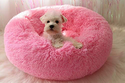 Dog Bed for Small Dogs & Cats, 24 Inch Medium Fluffy Washable Donut Bed