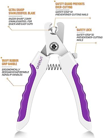 6" Dog Nail Clippers for Small, Medium and Large Breed Professional Pet Nail Trimmers -Suitable for Cats, Rabbits and Guinea Pigs with Safety Guard to Avoid Over Cutting (Purple)