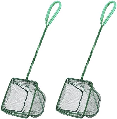 Pawfly Aquarium Fish Net with Braided Metal Handle Square Net with Soft Fine Mesh Sludge Food Residue Wastes Skimming Cleaning Net for Fish Tanks Small Koi Ponds and Pools