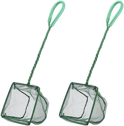 Pawfly Aquarium Fish Net with Braided Metal Handle Square Net with Soft Fine Mesh Sludge Food Residue Wastes Skimming Cleaning Net for Fish Tanks Small Koi Ponds and Pools