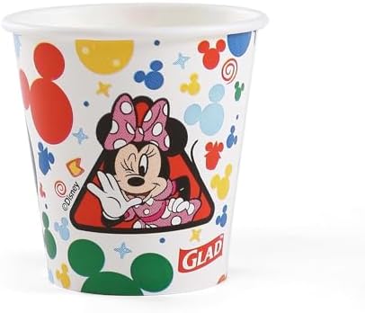 Glad for Kids Disney Mickey & Friends Disposable Mini Paper Cups - Colorful Heavy Duty, Soak Proof, Bathroom Mouse Rinse Cups for Kids, 3 Ounce, 20 Count - 12 Pack