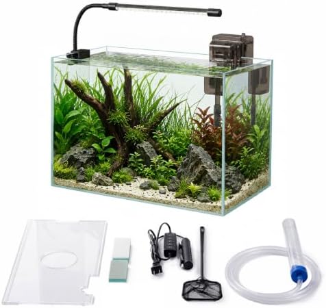 Glass Fish Tank Kit, 5 Gallon Betta Fish Tank Aquarium Starter Kit