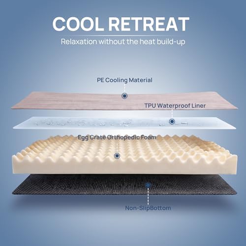 Cooling Dog Bed for Small, Medium Dogs & Cats, 24 x16 Inch Orthpedic Cooling Mat Pet Beds with Removable Washable Cover, Breathable Egg Crate Foam Anti-Slip Pet Mat, Dusty Rose