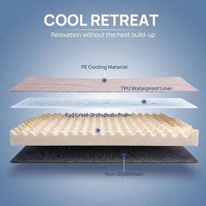 Cooling Dog Bed for Small, Medium Dogs & Cats, 24 x16 Inch Orthpedic Cooling Mat Pet Beds with Removable Washable Cover, Breathable Egg Crate Foam Anti-Slip Pet Mat, Dusty Rose