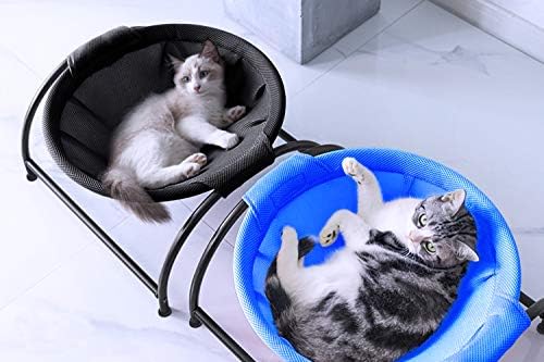 MW Cat Hammock Bed Free-Standing for Small Large Cats Washable (Blue)