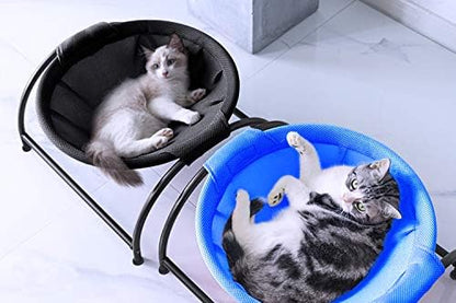 MW Cat Hammock Bed Free-Standing for Small Large Cats Washable (Blue)