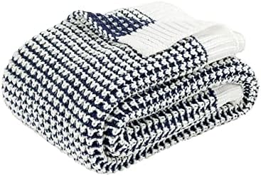 Lush Decor Chic and Soft Knitted Throw Blanket Single 50" W x 60" L Navy - Navy Throw Blankets for Bed - Couch Blanket - Soft Blankets