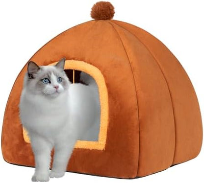 Cat Bed Cave for Indoor Cats,Cat House Tent Bed with Removable Washable Cushioned Pillow, 2-in-2 Kitten Beds for Indoor Kittens,Pet Bed