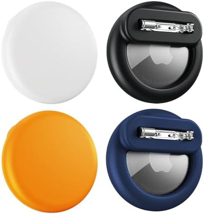 Compatible for Air Tags-4 Pack Apple Kids Hidden, for Airtag Holder for Kid, for AirTag Hidden Kids Holder with Invisible Pin, Anti Lost, for Kid, Elderly,Luggage,Clothing(Black Navyblue Orange White)