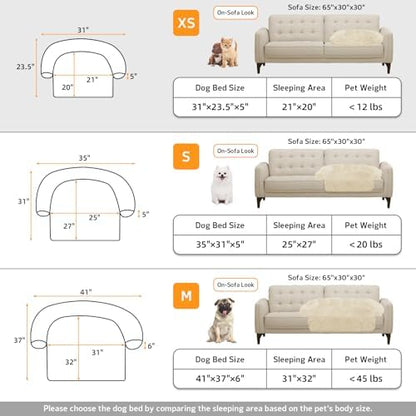 Calming Dog Bed Fluffy Plush Dog Mat for Furniture Protector with Removable Washable Cover for Large Medium Small Dogs and Cats (XS (31"x23.5"x5"), Beige)