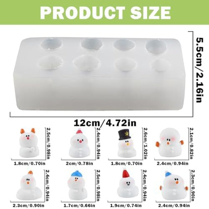Cute Mini Snowman Figurines Silicone Mold Micro Christmas Dollhouse Tiny Things Epoxy Casting Mold for DIY Resin Art Fairy Garden Miniatures Landscape Crafts Decor(8 Designs)