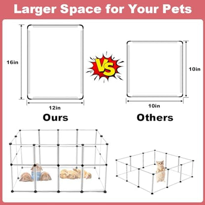 VISCOO 24 Panels Small Animals Playpen,48"x24"x28" Transparent Pet Playpen