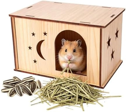 Wooden Guinea Pig House – Natural Wood Hideout for Chinchilla