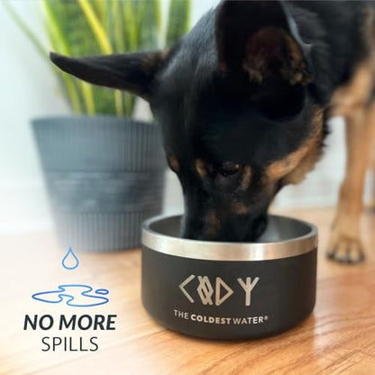 Coldest Dog Bowl - Anti Rust Metal, Non Slip, 3 Layers Insulated Stainless Steel Dog Bowls - Spill Proof & Heavy Duty - Water Bowl for Dogs, Cats & Pets, Dish Washer Safe (200 oz, Carrara Marble)