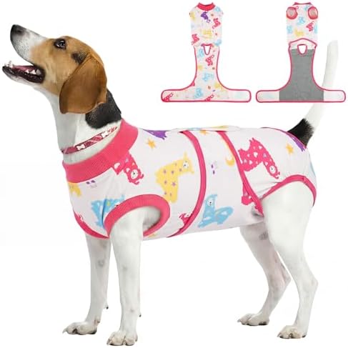 Kuoser Dog Recovery Suit, Female Male Spay Neuter Surgery Suit, Llama, M