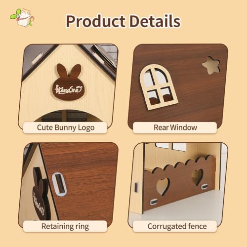 Wooden Guinea Pig Hideout Bunny House Rabbit Bed – Small Animal Habitat