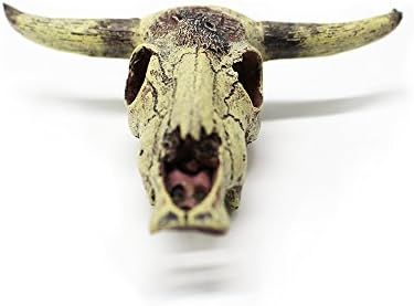 Leoyoubei Aquarium Decoration, Fish Tank Small Skull,Fish Turtle Hidden, Bonsai beautification. Cave Landscape Pet Reptile House Shrimps & Snails Love Them (Cattle Skull)