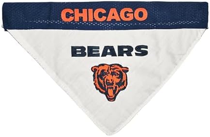 NFL DOG BANDANA - CHICAGO BEARS REVERSIBLE PET BANDANA. 2 Sided Sports Bandana with a PREMIUM Embroidery TEAM LOGO, Large/X-Large. - 2 Sizes & 32 NFL Teams available