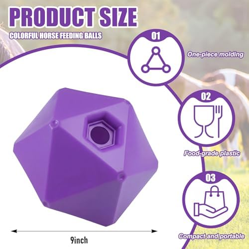 Seenelling 1 Pack Horse Treat Ball, 9" Feeder Toy for Horses, Purple
