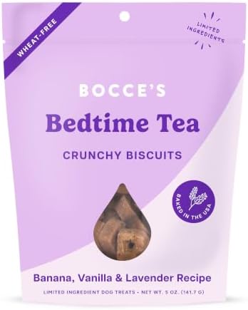Bocce's Bakery Bedtime Tea Flavor Crunchy Biscuits Dog Treats, 5 oz