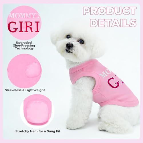 BINGPET Mommy's Girl Dog Shirt, Mamas Girl Puppy T-Shirt, Soft Cotton Vest