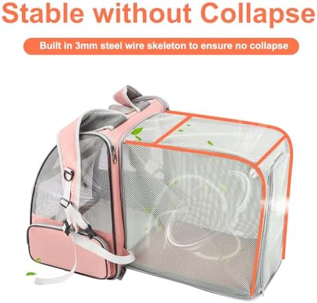 Texsens Innovative Traveler Bubble Backpack Pet Carriers for Cats and Dogs (Expandable-Pink)