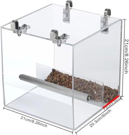 Automatic Acrylic Bird Feeder for Cage, No Mess Bird Feeder for Cage