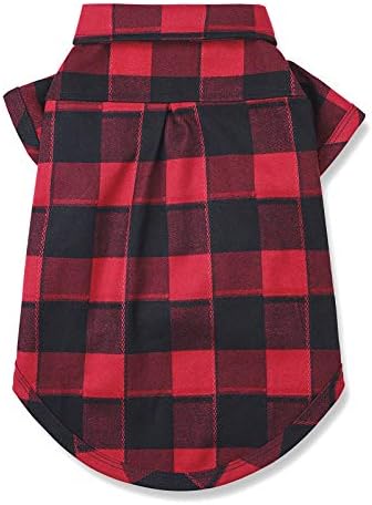 Dog Plaid Shirt for Smal & Medium Dogs Snap T-Shirt Clothes Red#1-2XL