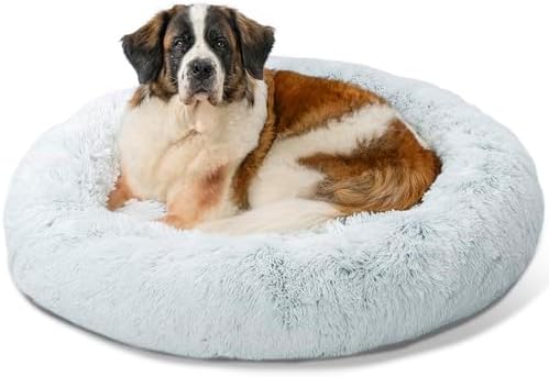 Best Friends by Sheri Original Calming Donut Dog Bed, Frost Gray, XL, 45"