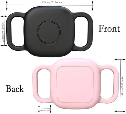 Waterproof Dog Collar Holder Case for Tile Mate 2024/2022 Tracker,2 Pack Anti Scratch Soft Silicone Case for cat pet Necklace, Protective Cover Accessories for Tile Tracker (Black/Pink)
