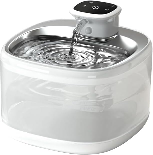 Cordless Cat Water Fountain - Automatic Cat Water Fountain Wireless Dog Water Dispenser with Replacement Filters, Gifts for Christmas, Cats, Dogs, Multiple Pets (White)