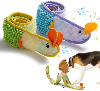 Nocciola EEL Squeaky Dog Toy, Tough No Stuffing Toy for Tug of War, Puppy Interactive Puzzle Fun to Keep Them Busy, Cognitive Crinkle Dog Toy for Large Medium Small Breed, Blue&Yellow
