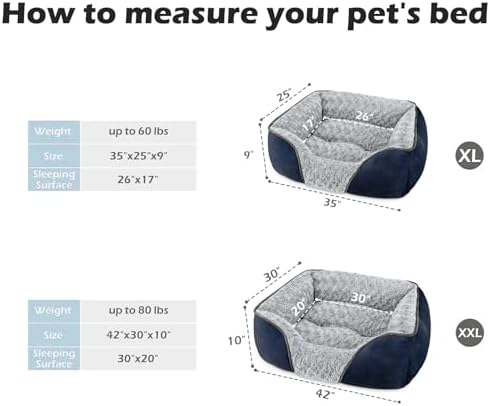INVENHO XX-Large Dog Bed Rectangle Washable Orthopedic Soft Calming Sleeping Durable Pet Cuddler with Anti-Slip Bottom