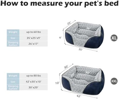 INVENHO XX-Large Dog Bed Rectangle Washable Orthopedic Soft Calming Sleeping Durable Pet Cuddler with Anti-Slip Bottom