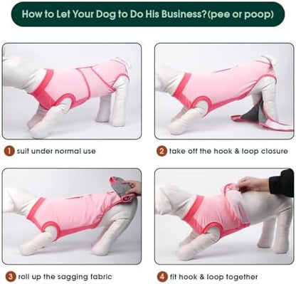 Kuoser Dog Recovery Suit, Female Male Spay Neuter Surgery Suit, Pink, XL