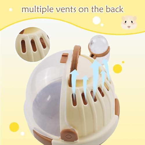 Hamster Carrier Cage Portable Cages Small Animals Carry Travel Case with Water Bottle Plastic Breathable Guinea Pig Outgoing Cage for Dwarf Hamster Ferret Chinchillas Hedgehog (Brown)