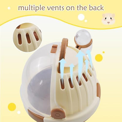 Hamster Carrier Cage Portable Cages Small Animals Carry Travel Case with Water Bottle Plastic Breathable Guinea Pig Outgoing Cage for Dwarf Hamster Ferret Chinchillas Hedgehog (Brown)