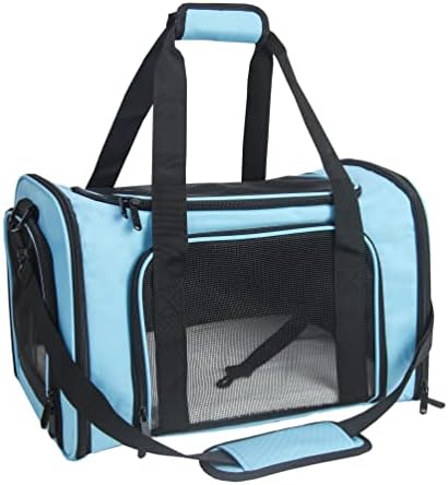 Soft Sided Carrier for Small Medium Cats Dogs,TSA Airline Approved Collapsible Travel Pet Carrier Medium Blue