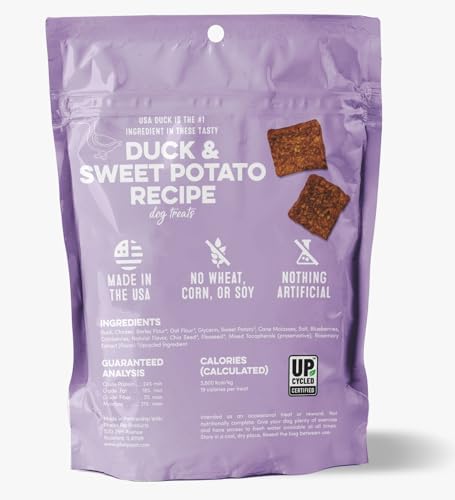 Organic Dog Treats, Duck Flavor, Sweet Potato, 4 Ounces, USDA Organic, Made in USA, for All Breeds and Ages, Training