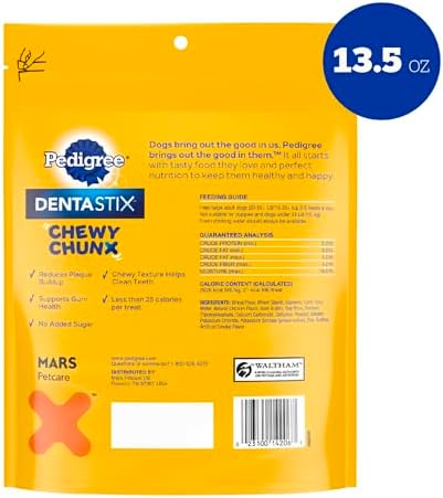 Pedigree Dentastix Chewy Chunx Large Dental Dog Treats, Chicken, 13.5 oz