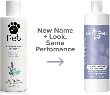Paul Mitchell Pet Calming Lavender Mint Shampoo, Botanical-Infused Dog Shampoo, 16.9 fl oz