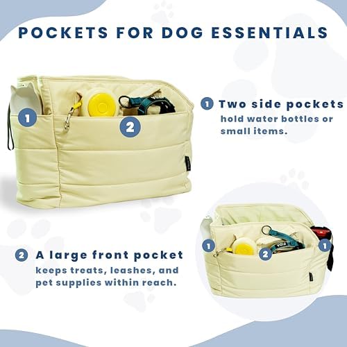 Lightweight Puffy Dog Purse Carrier for Small Dogs, Beige