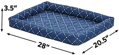 Midwest Homes for Pets 40230-BLD Quiet Time Couture Ashton Bolster Pet Bed, Medium Dog/30, Blue