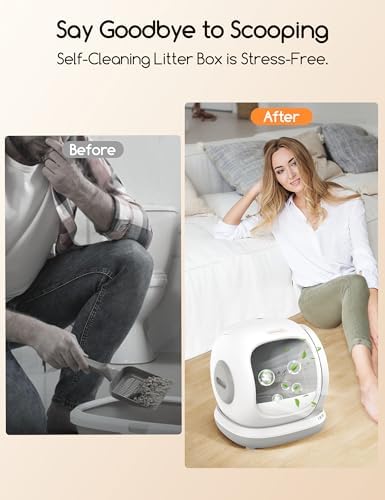 Meowant Self Cleaning Cat Litter Box for Multiple Cats Kittens Senior Pets