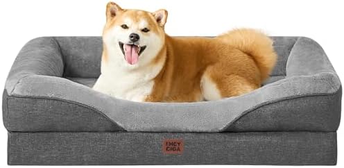 EHEYCIGA Orthopedic Dog Bed for Large Dog, Memory Foam Dog Couch, Grey
