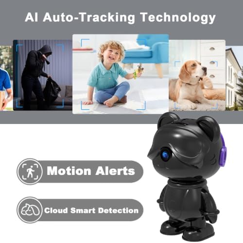 3K Indoor Camera Robot, Black Bear Baby Monitor & Pet Camera for Home