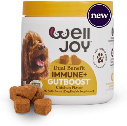 WellJoy Immune Dog Supplement + Vitamin E, Astaxanthin, GutBoost, 90ct