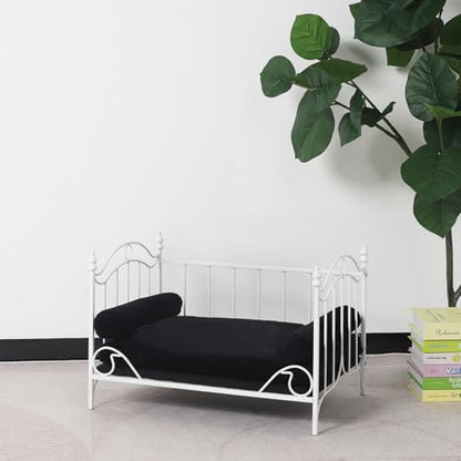 Pet Sofa Bed, Cat Bed,Dog Bed,Cat Couch,Pet Couch,Metal Frame and Detached Velvet Cushion，Cool Dog Couch for Small Cats &Dogs&Puppy Summer Using (White)